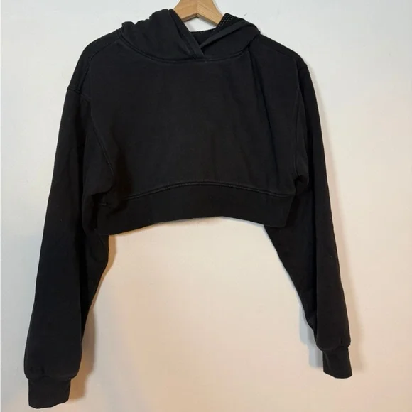 FP Movement Black Cropped Hoodie with Mesh Lining – Size S